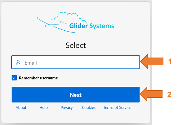 Login page