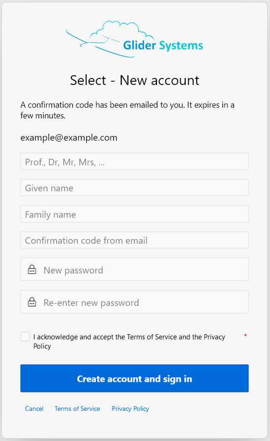 Enter personal details