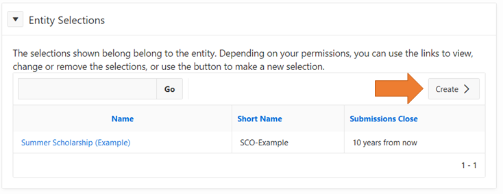 Create selection button