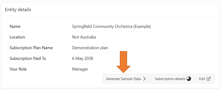 Generate sample data button