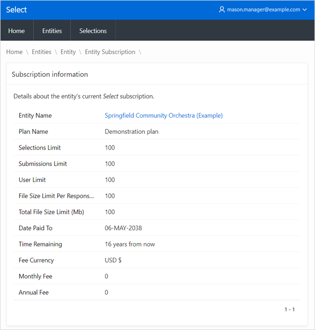 Subsccription information